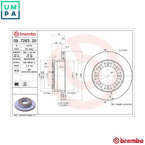 Brake disc 7263 20 for - brake,