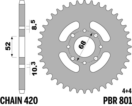 Pbr rear sprocket silver - pbr,